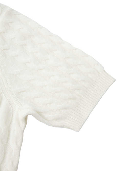 Load image 1 in gallery view. Pure Cashmere Cable-Knit Short Sleeve Polo
