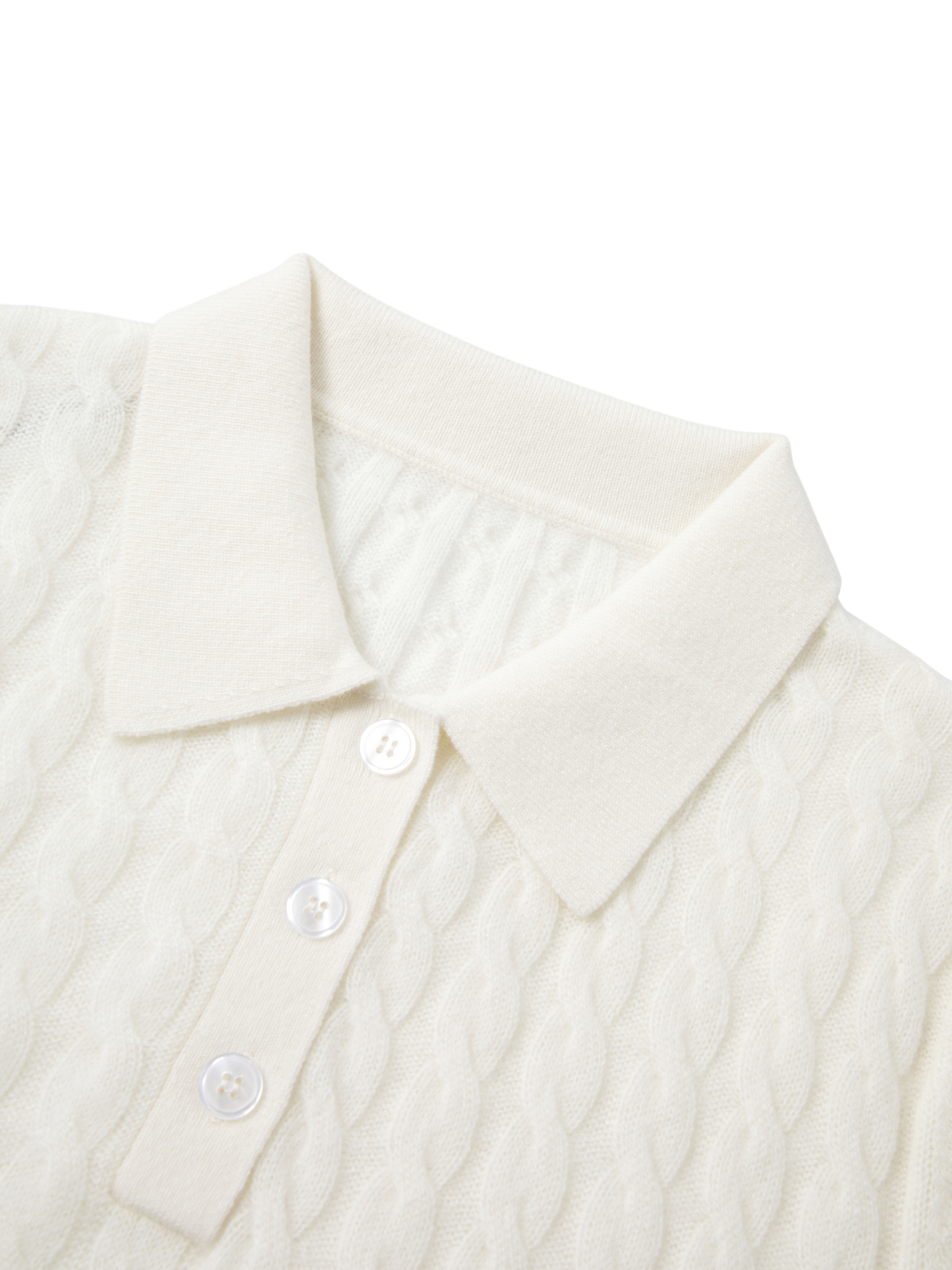 Pure Cashmere Cable-Knit Short Sleeve Polo