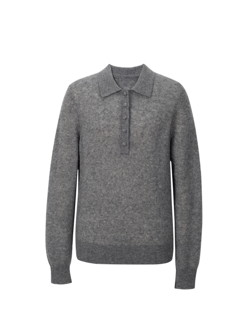 Load image 1 in gallery view. Relaxed Cashmere-Silk Polo Sweater