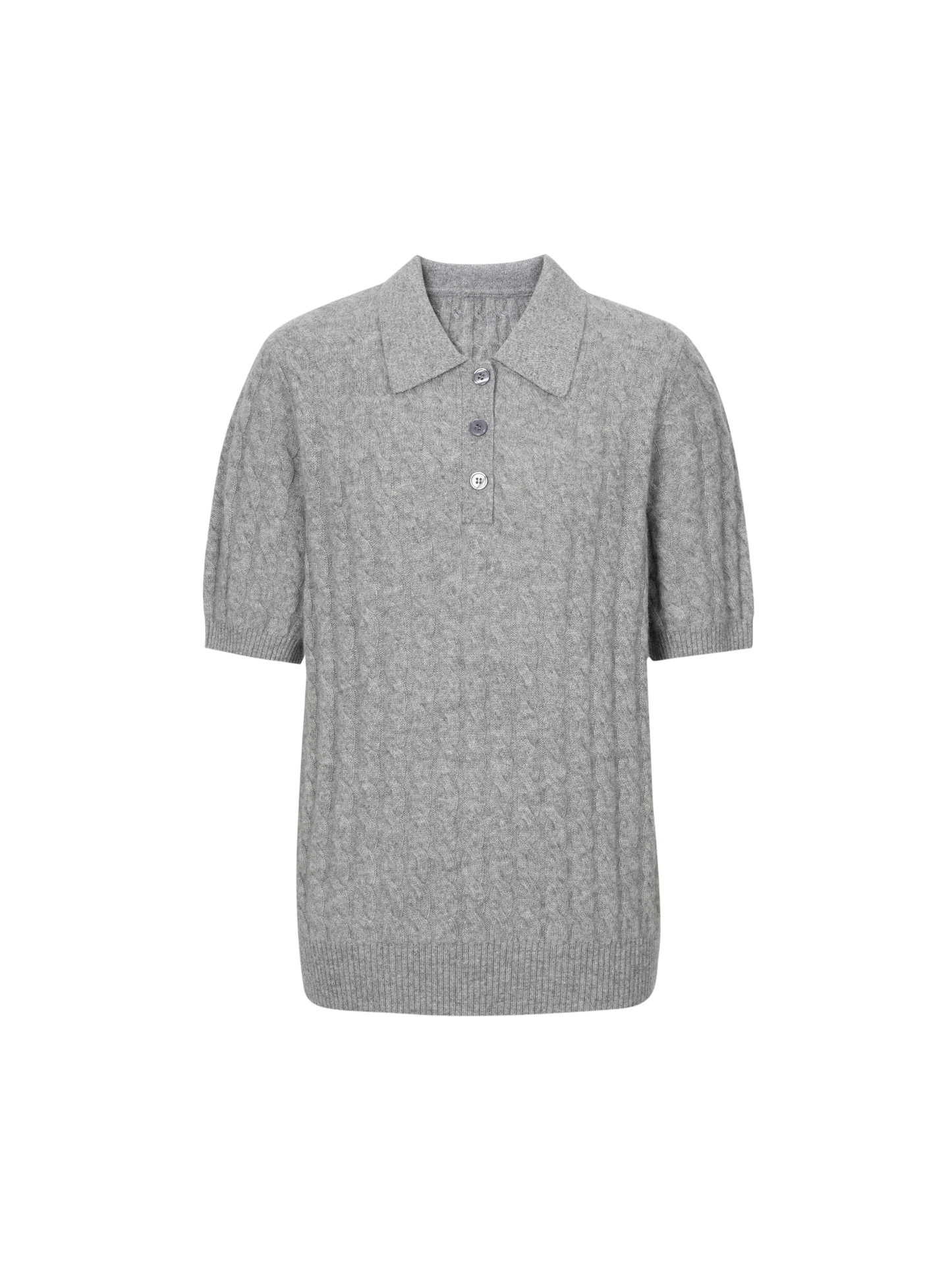 Pure Cashmere Cable-Knit Short Sleeve Polo