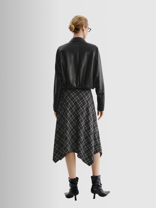 Load image 1 in gallery view. Cropped Faux-Leather Zip Jacket