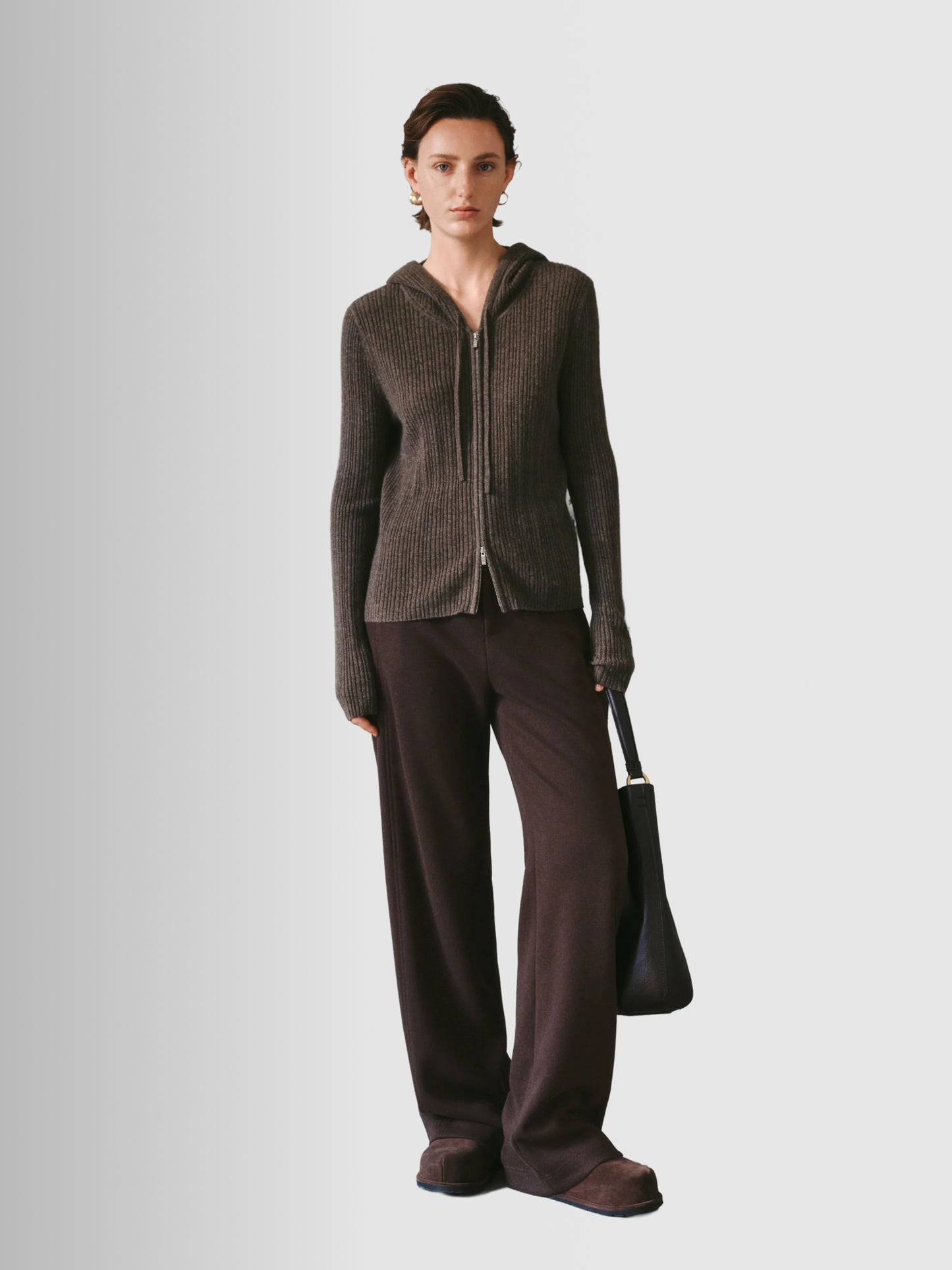 Hooded Zip-Up Cashmere Sweater
