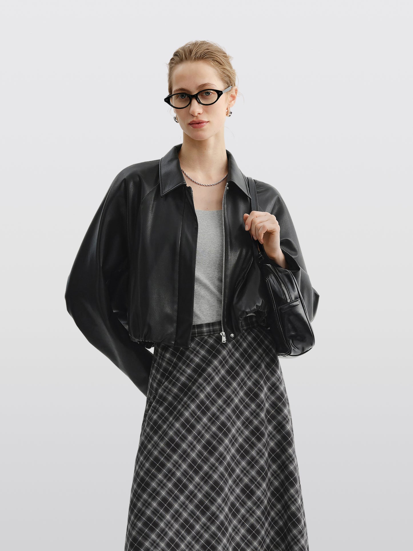 Cropped Leather Jacket