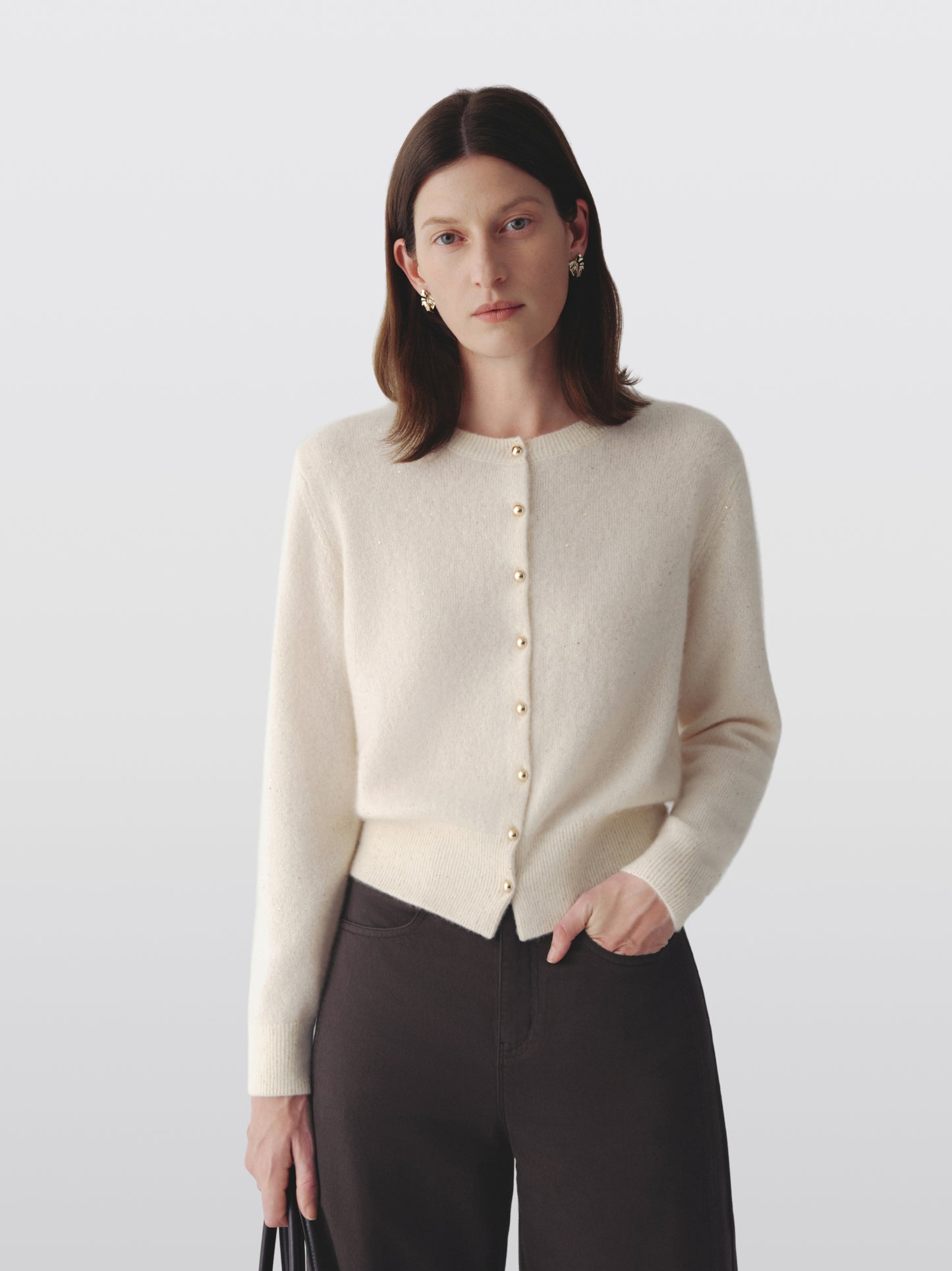 Sequin Cashmere-Silk Knit Cardigan