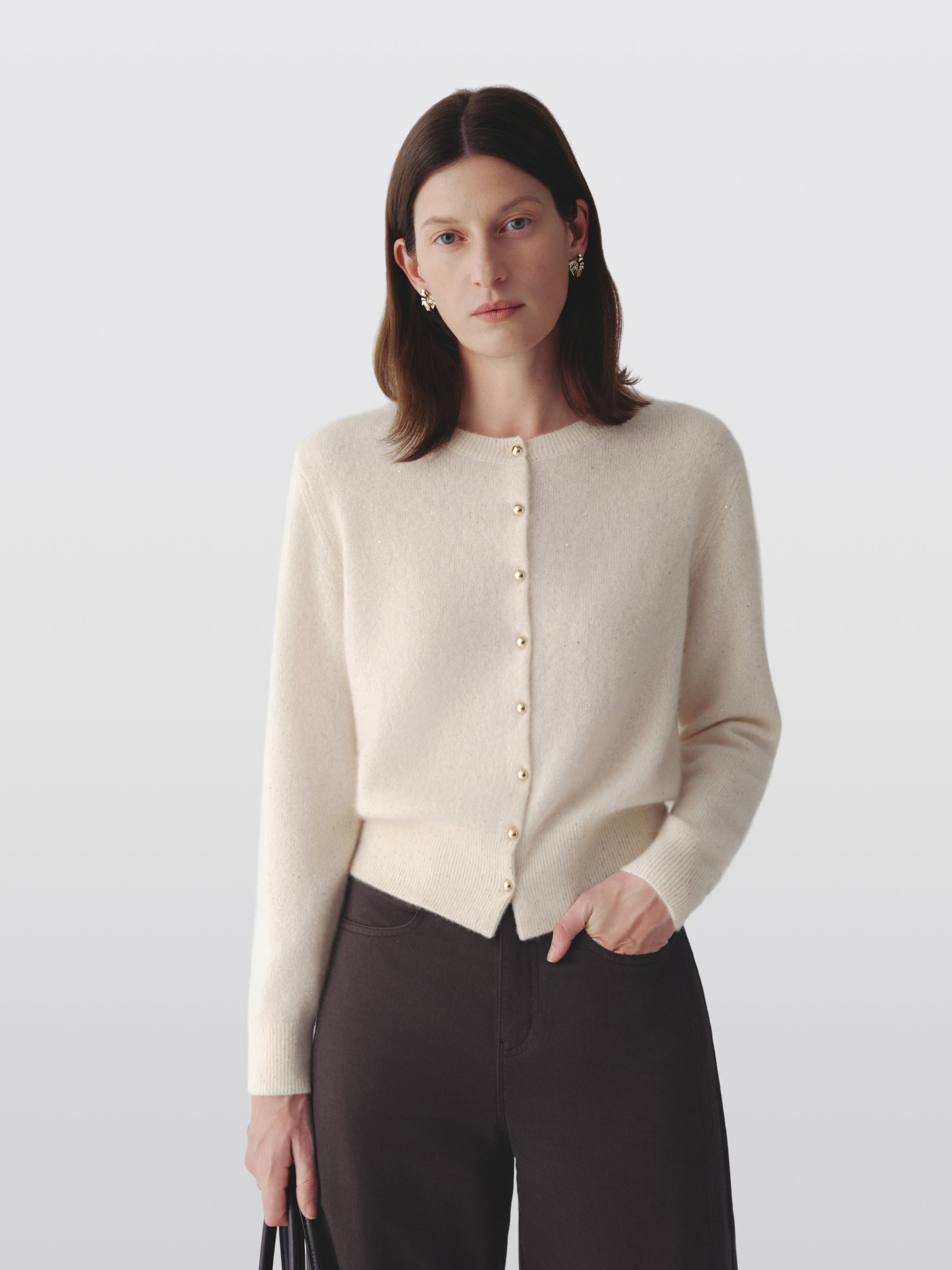 Sequin Cashmere-Silk Knit Cardigan