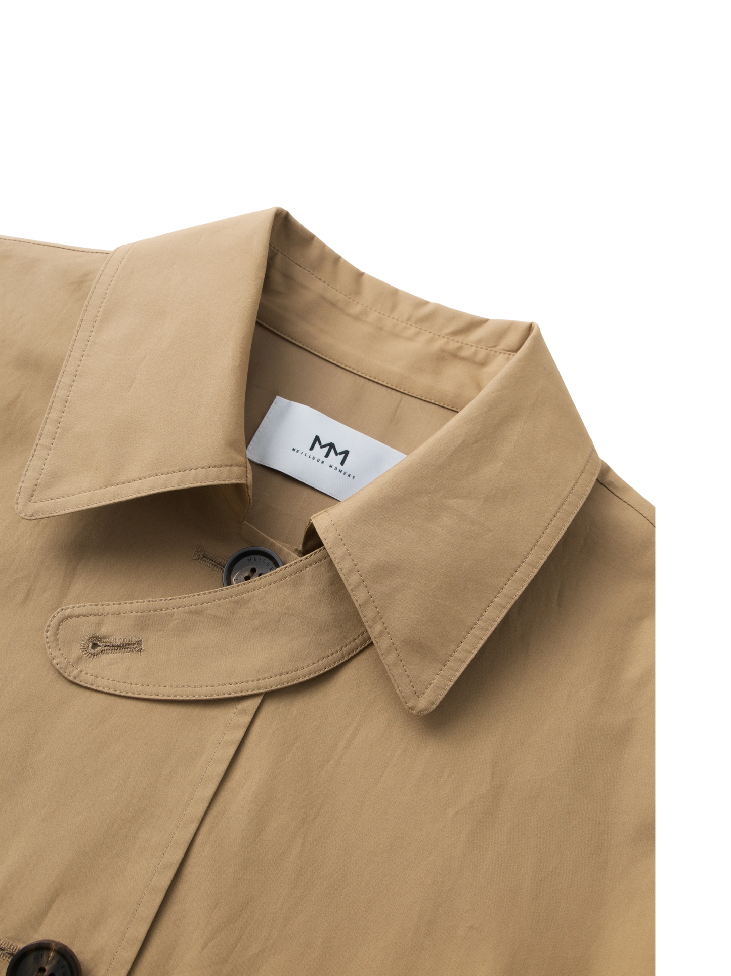 Beltless Trench Coat with Throat Latch