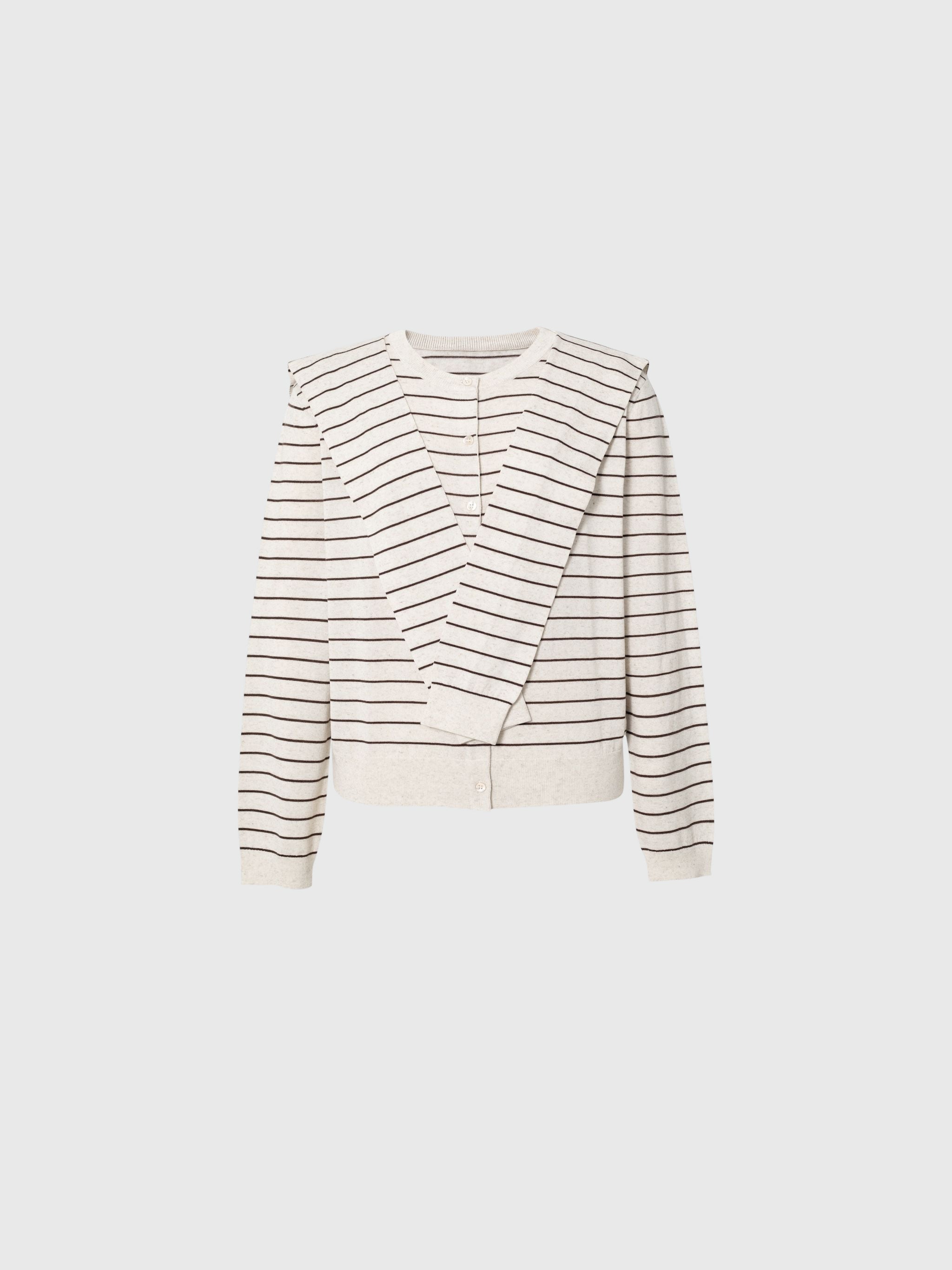 Twofer Tie-Sleeve Striped Cardigan