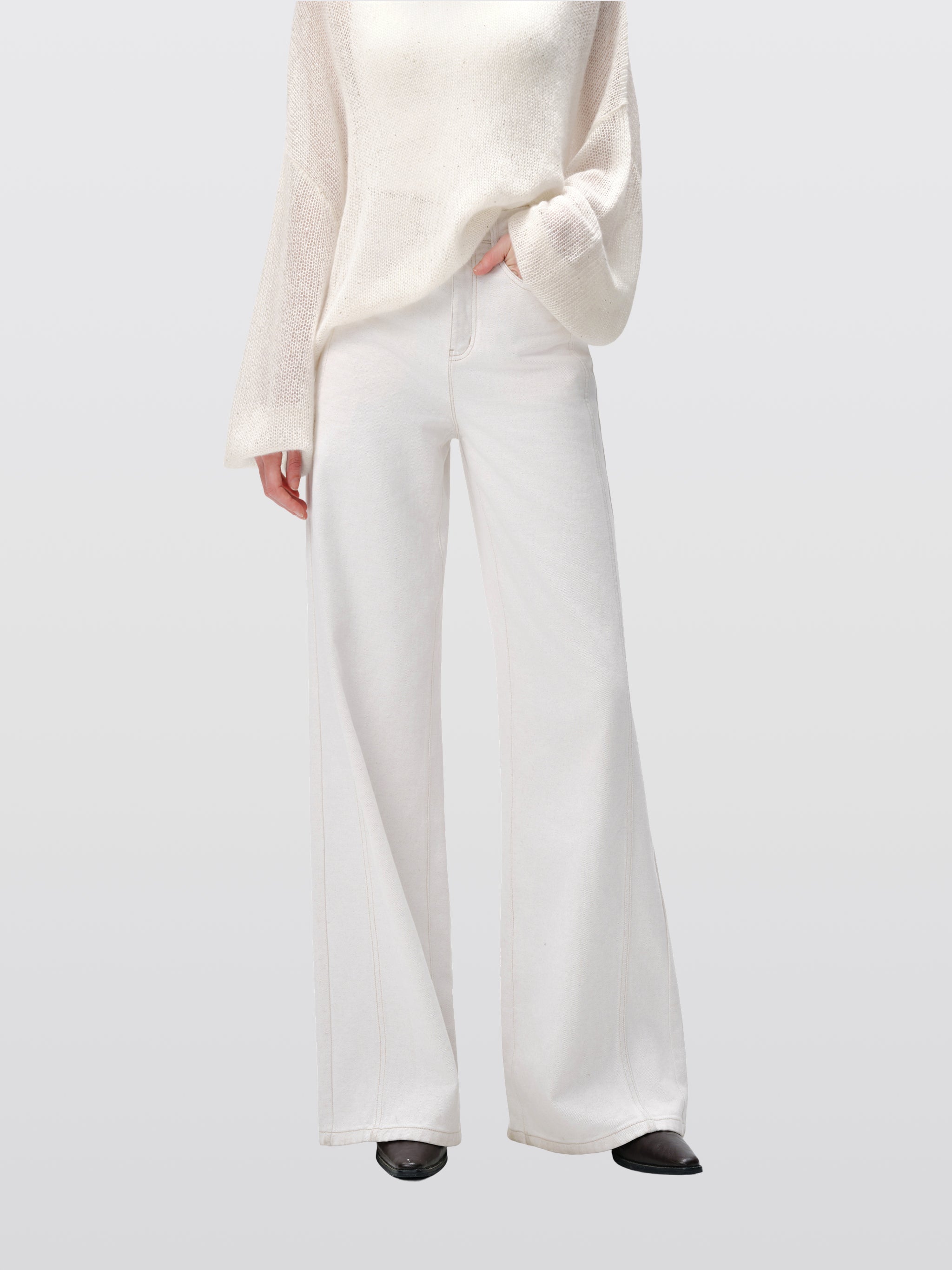 Cotton-Linen Wide Leg Trousers