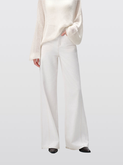 Load image 1 in gallery view. Cotton-Linen Wide Leg Trousers