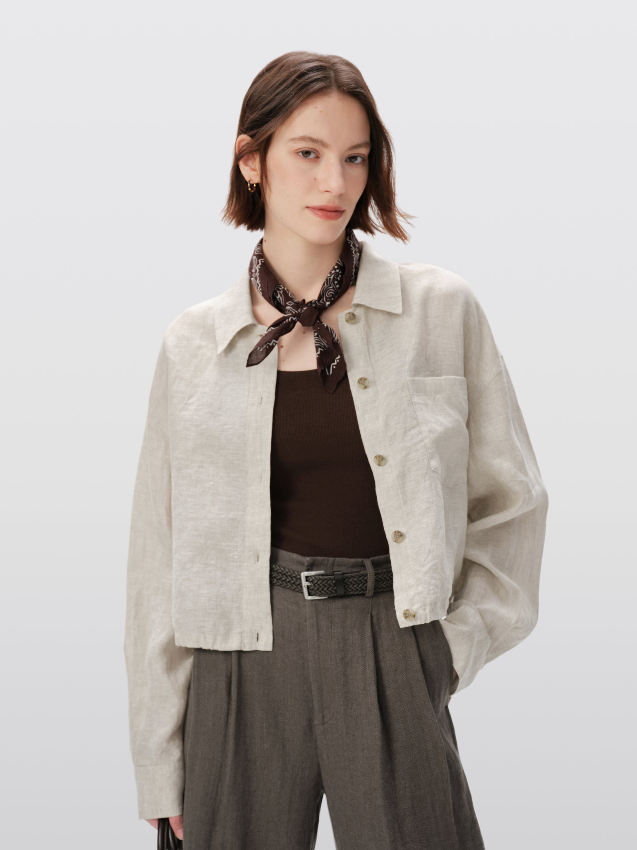 100% Linen Cropped Shirt