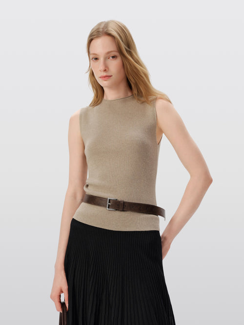 Load image 1 in gallery view. Crewneck Sleeveless Knit Tank