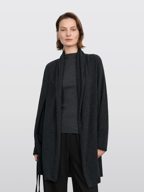 Load image 1 in gallery view. Pure Cashmere Open-Front Coatigan