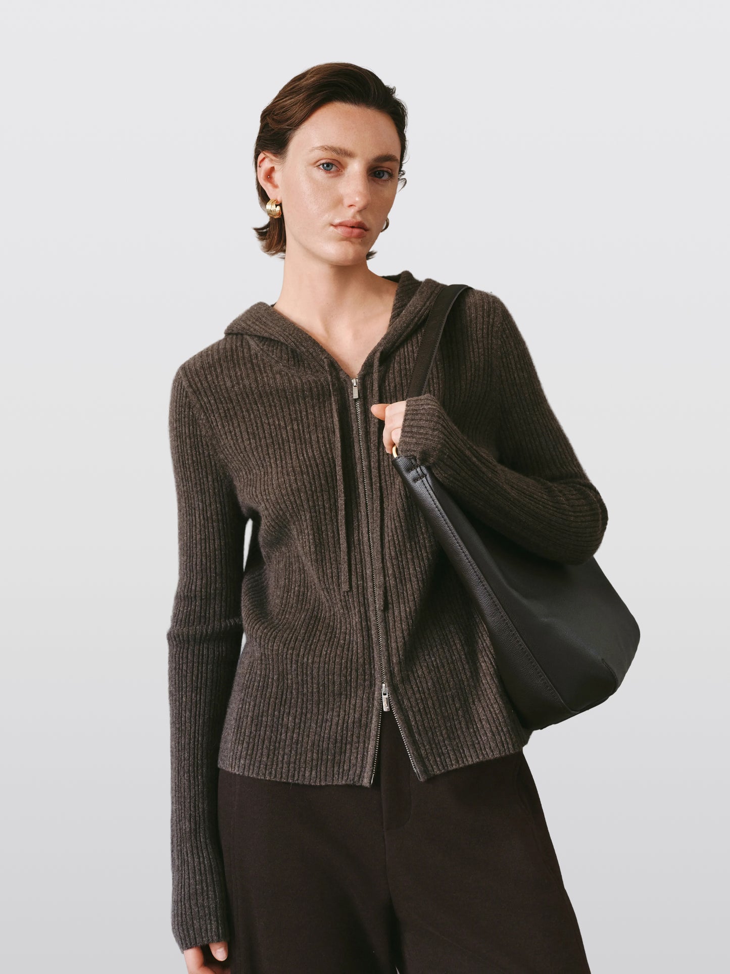 Hooded Zip-Up Cashmere Sweater