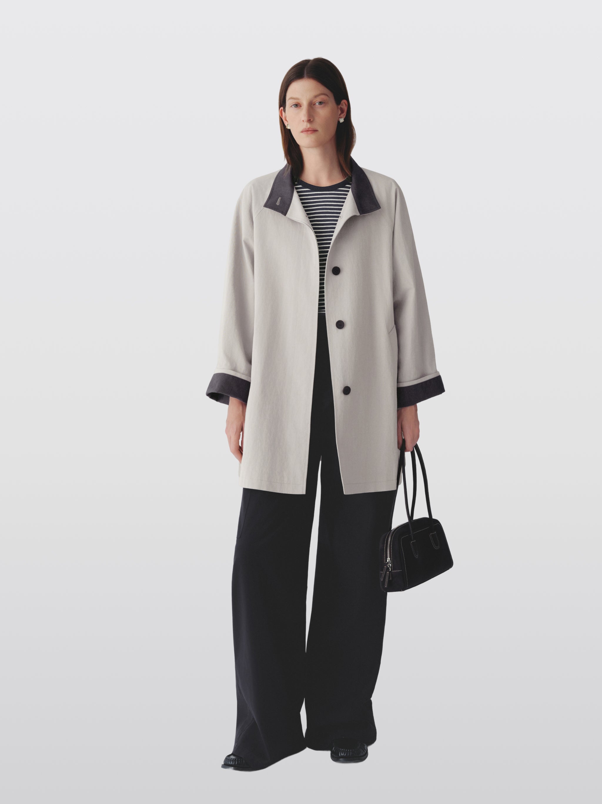 Cotton-Nylon Stand Collar Coat