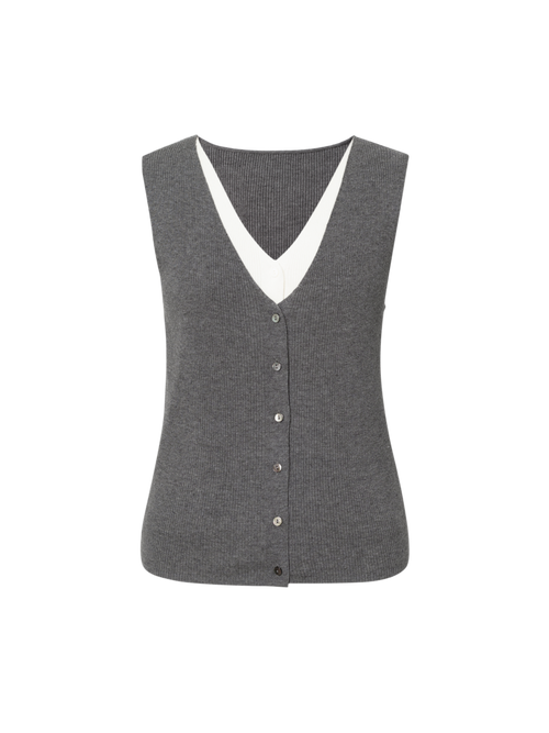 Load image 1 in gallery view. V-Neck Sleeveless Mock-Layered Cardigan