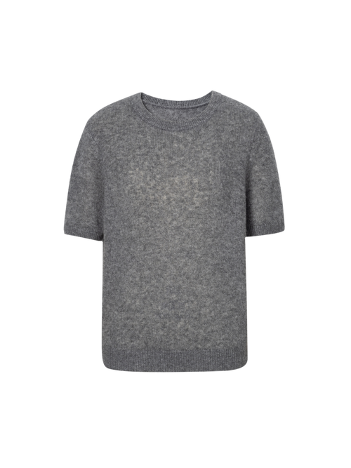 Load image 1 in gallery view. Lightweight Cashmere-Silk Short-Sleeve Sweater