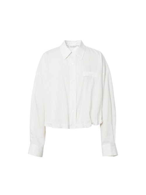 Load image 1 in gallery view. Cropped Lyocell-Blend Striped Shirt