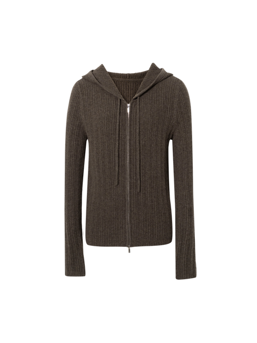Load image 1 in gallery view. Hooded Zip-Up Cashmere Sweater