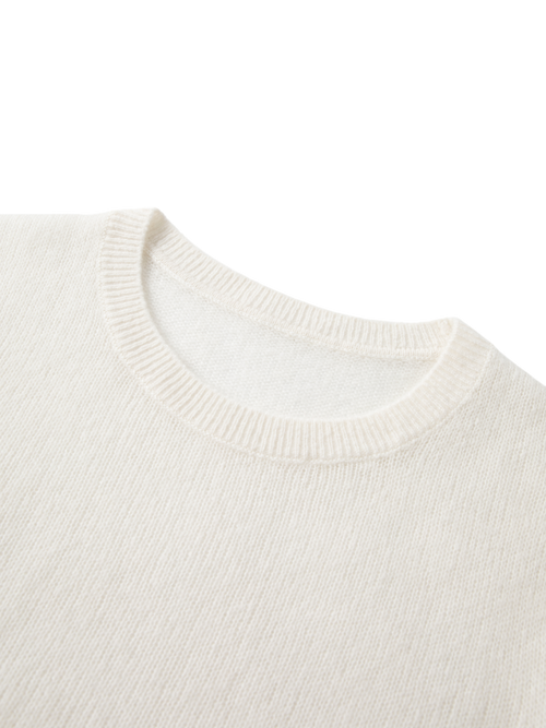 Load image 1 in gallery view. Lightweight Cashmere-Silk Short-Sleeve Sweater