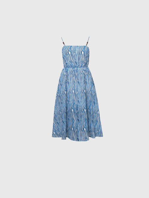 Load image 1 in gallery view. Cotton Stripe Spaghetti-Strap Midi Dress