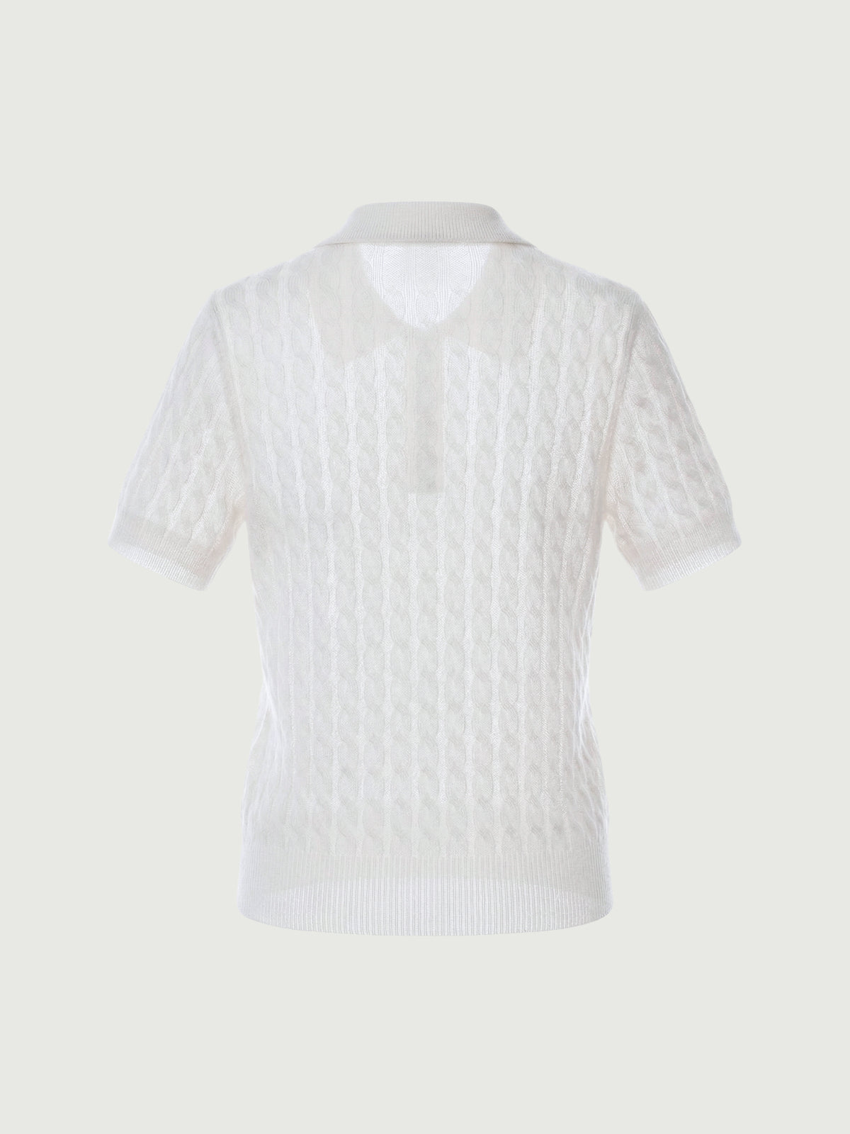 100% Pure Cashmere Cable-Knit Short Sleeve Polo
