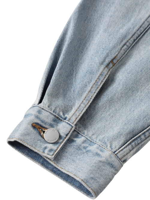 Load image 1 in gallery view. Washed Cotton Denim Trucker Jacket