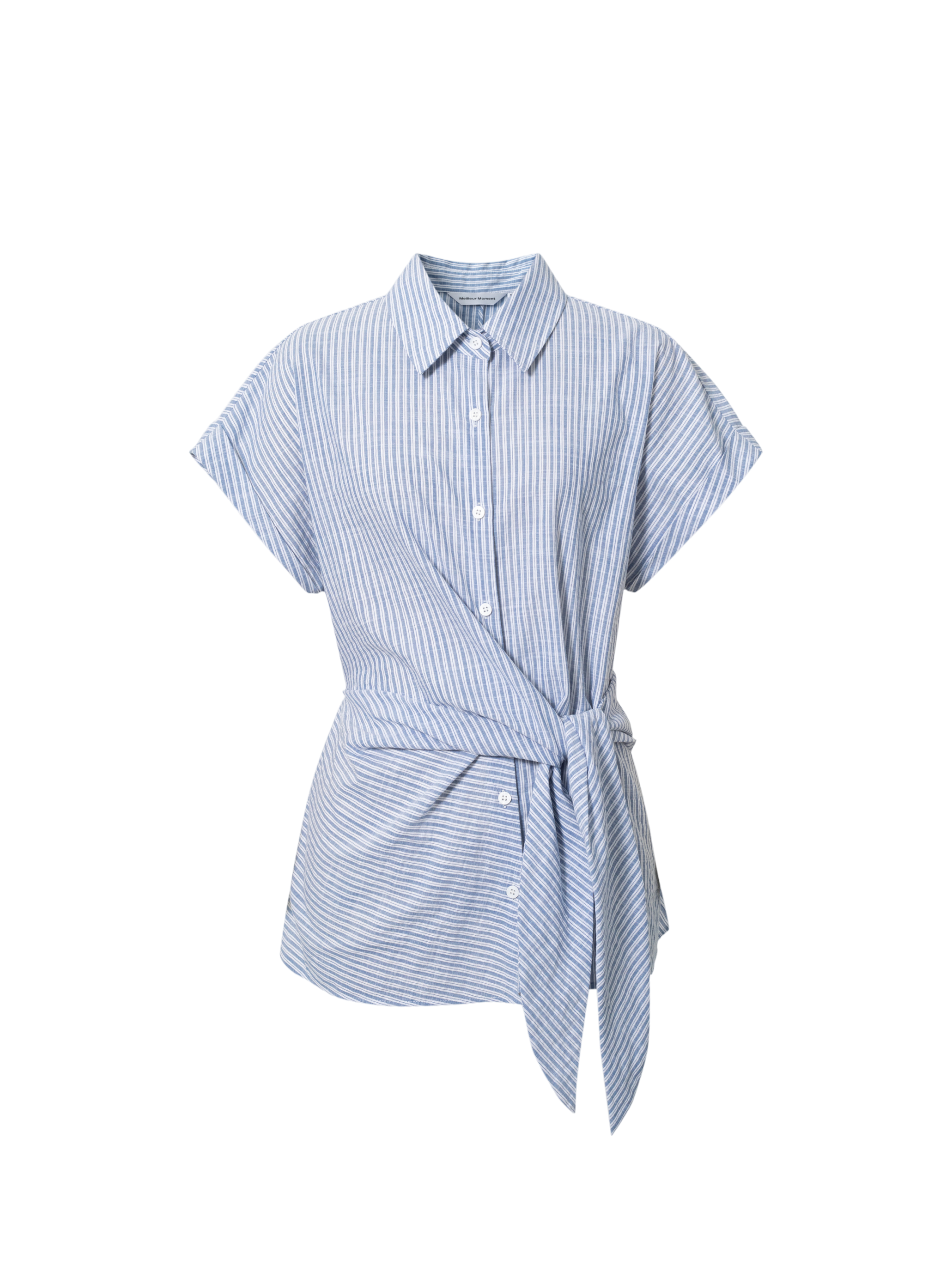 Striped Cotton-Linen Tie-Waist Shirt