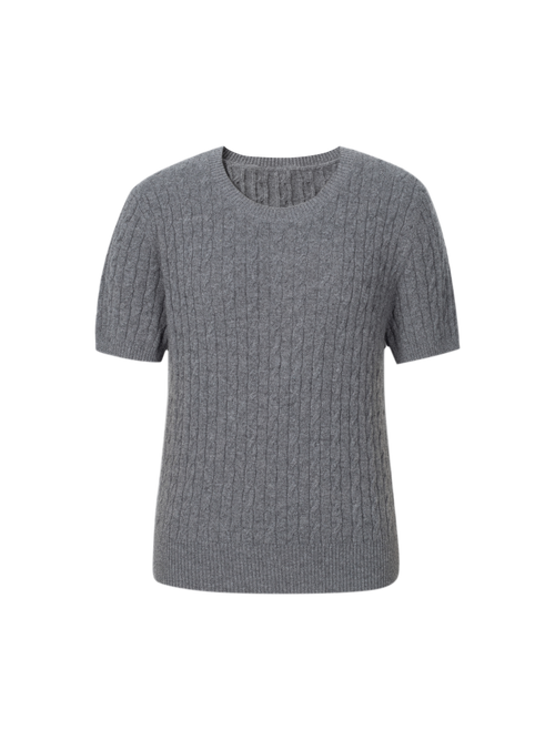 Load image 1 in gallery view. Crew Neck Short Sleeve Knit Sweater