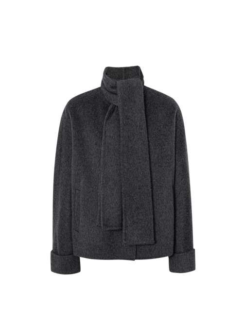 Load image 1 in gallery view. Scarf-Neck Wool-Blend Coat