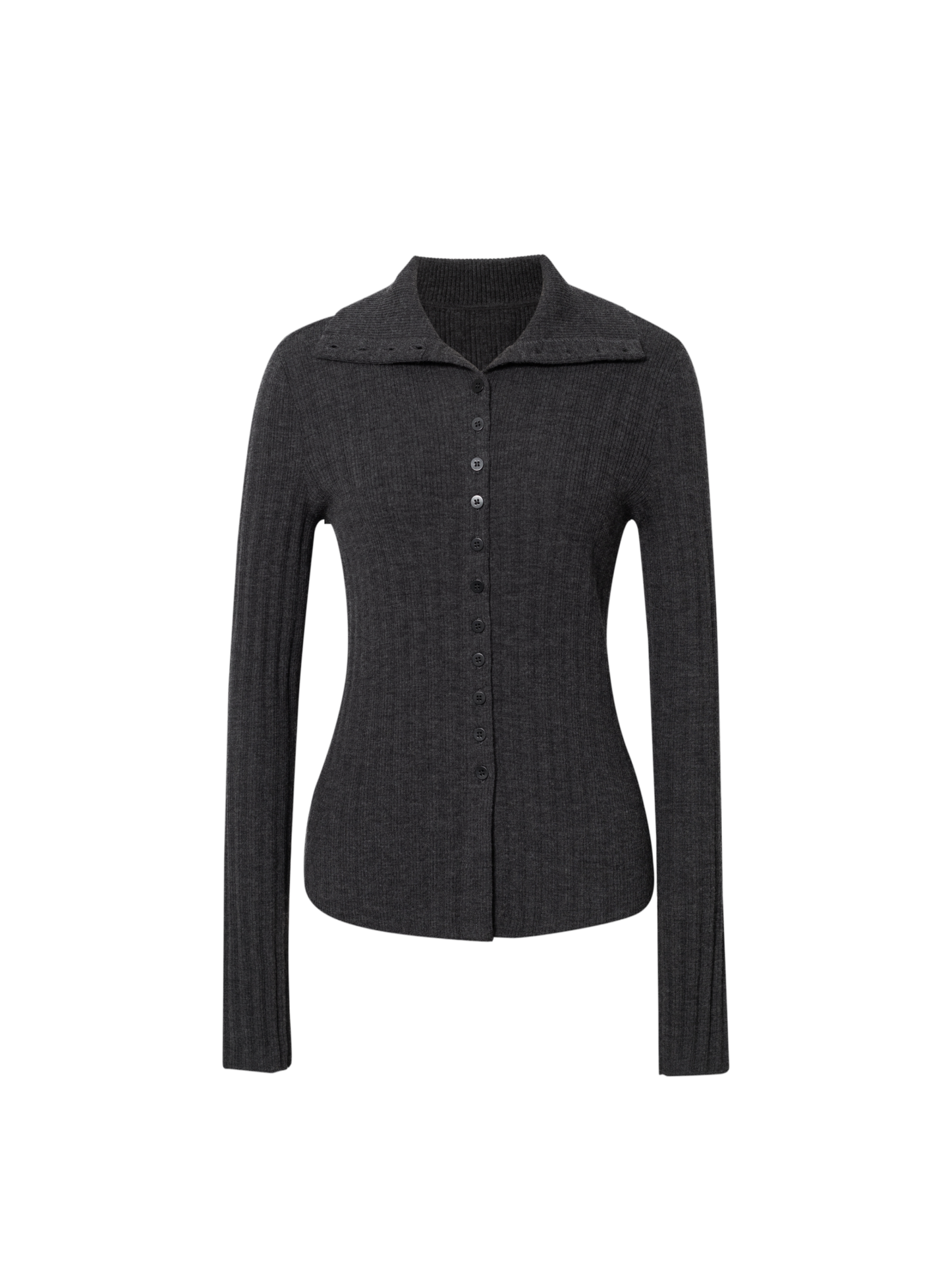 Fitted Pure Wool Ribbed Sweater