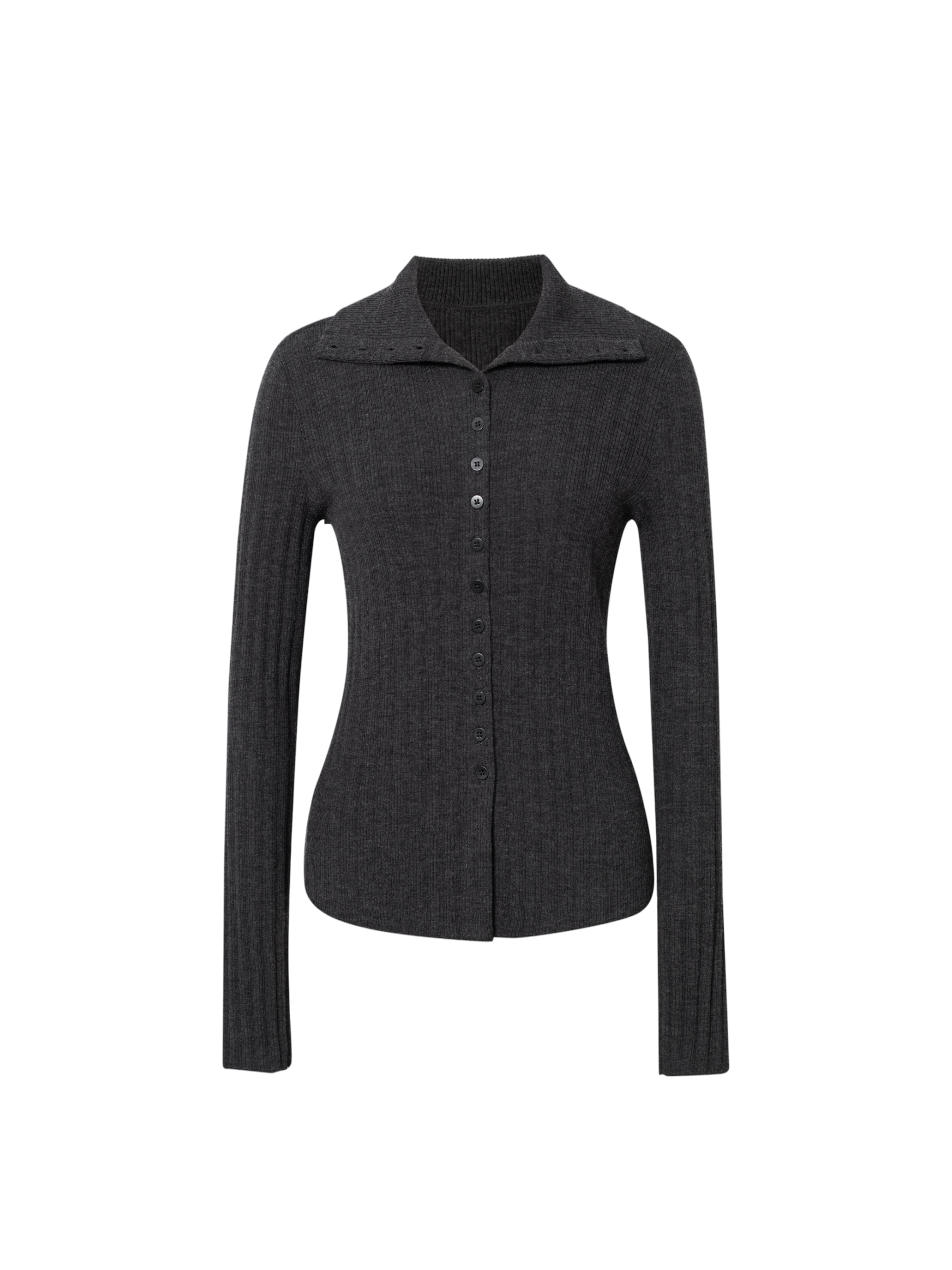 Fitted Pure Wool Ribbed Sweater