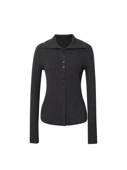 Load image 1 in gallery view. Fitted Pure Wool Ribbed Sweater