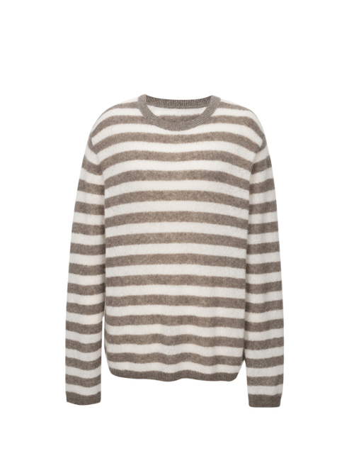 Load image 1 in gallery view. Striped Cashmere Crewneck Sweater
