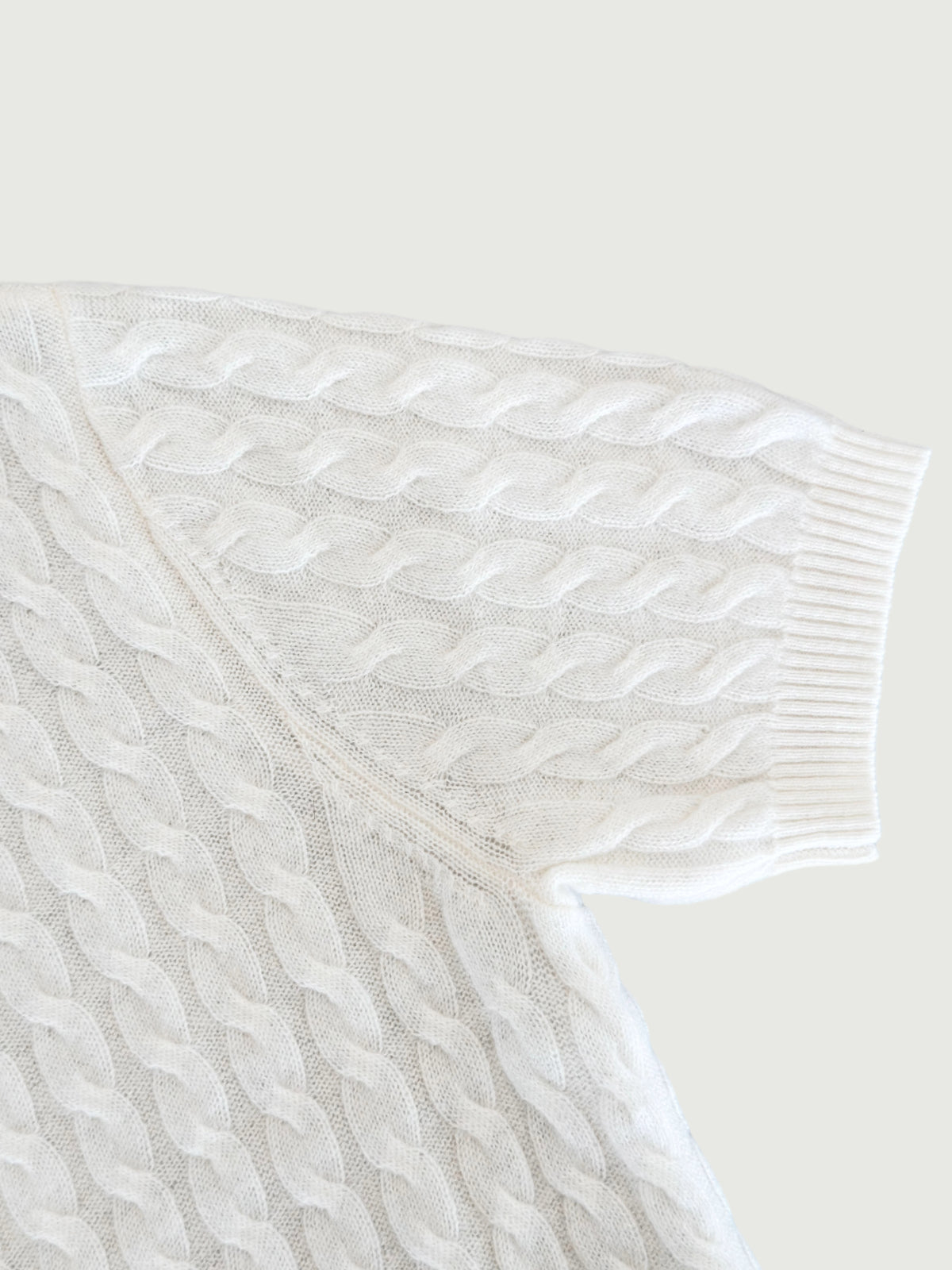 100% Pure Cashmere Cable-Knit Short Sleeve Polo