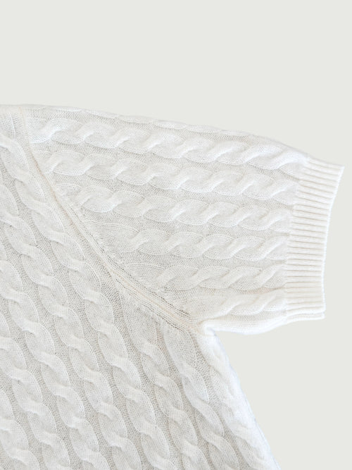 Load image 1 in gallery view. 100% Pure Cashmere Cable-Knit Short Sleeve Polo