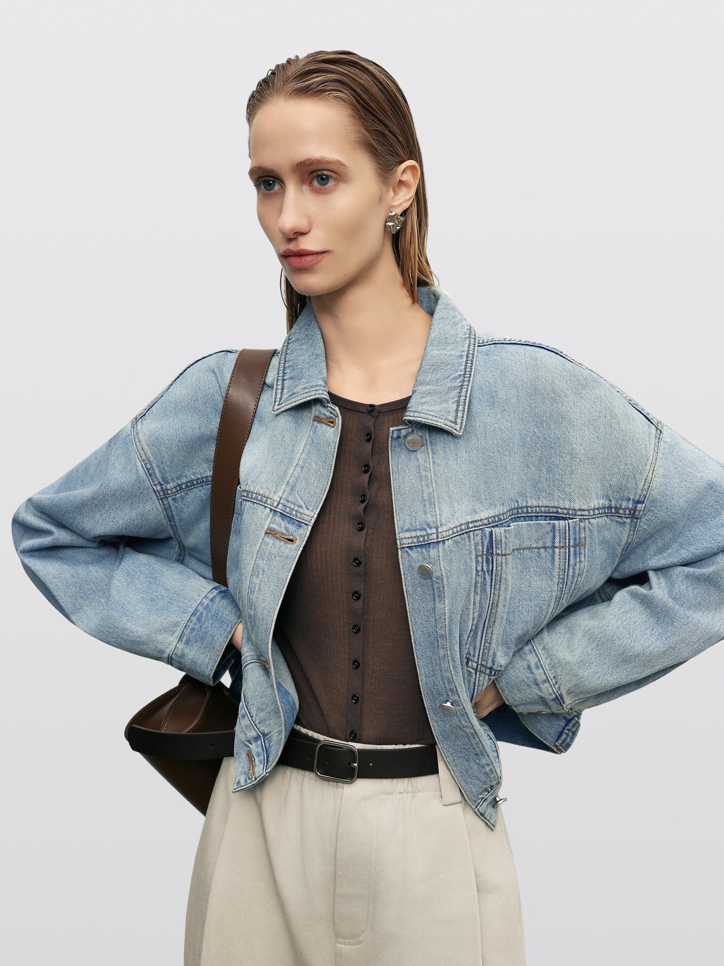 Washed Cotton Denim Trucker Jacket
