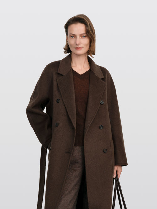 Load image 1 in gallery view. Wool-Camel Blend Tie-Belt Coat