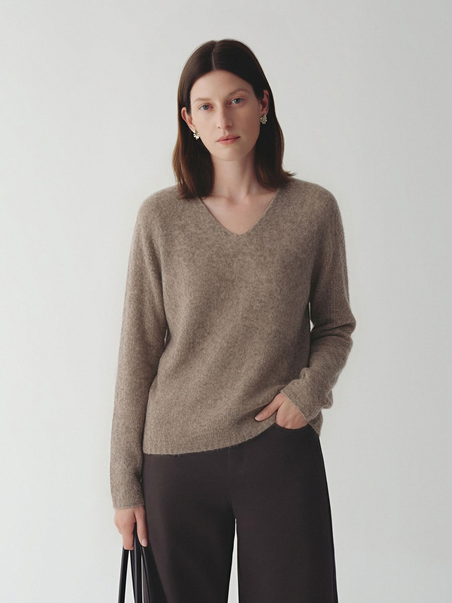 Relaxed V-Neck Raglan Sweater