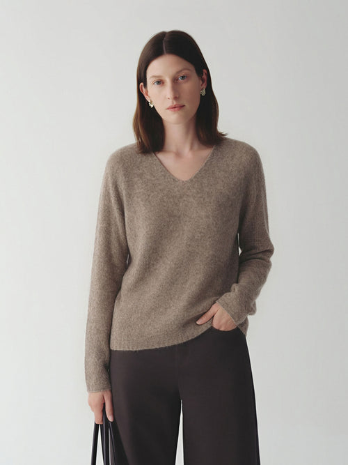 Load image 1 in gallery view. Relaxed V-Neck Raglan Sweater