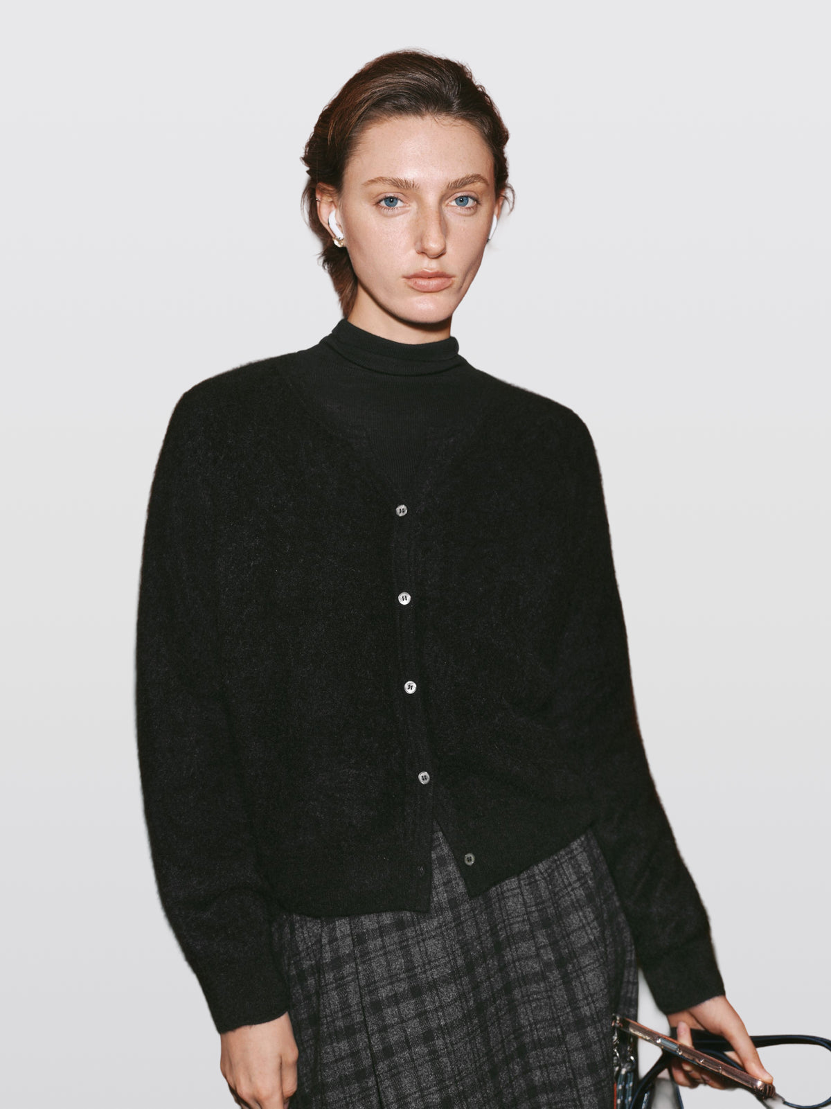 Brushed V-Neck Cashmere Cardigan