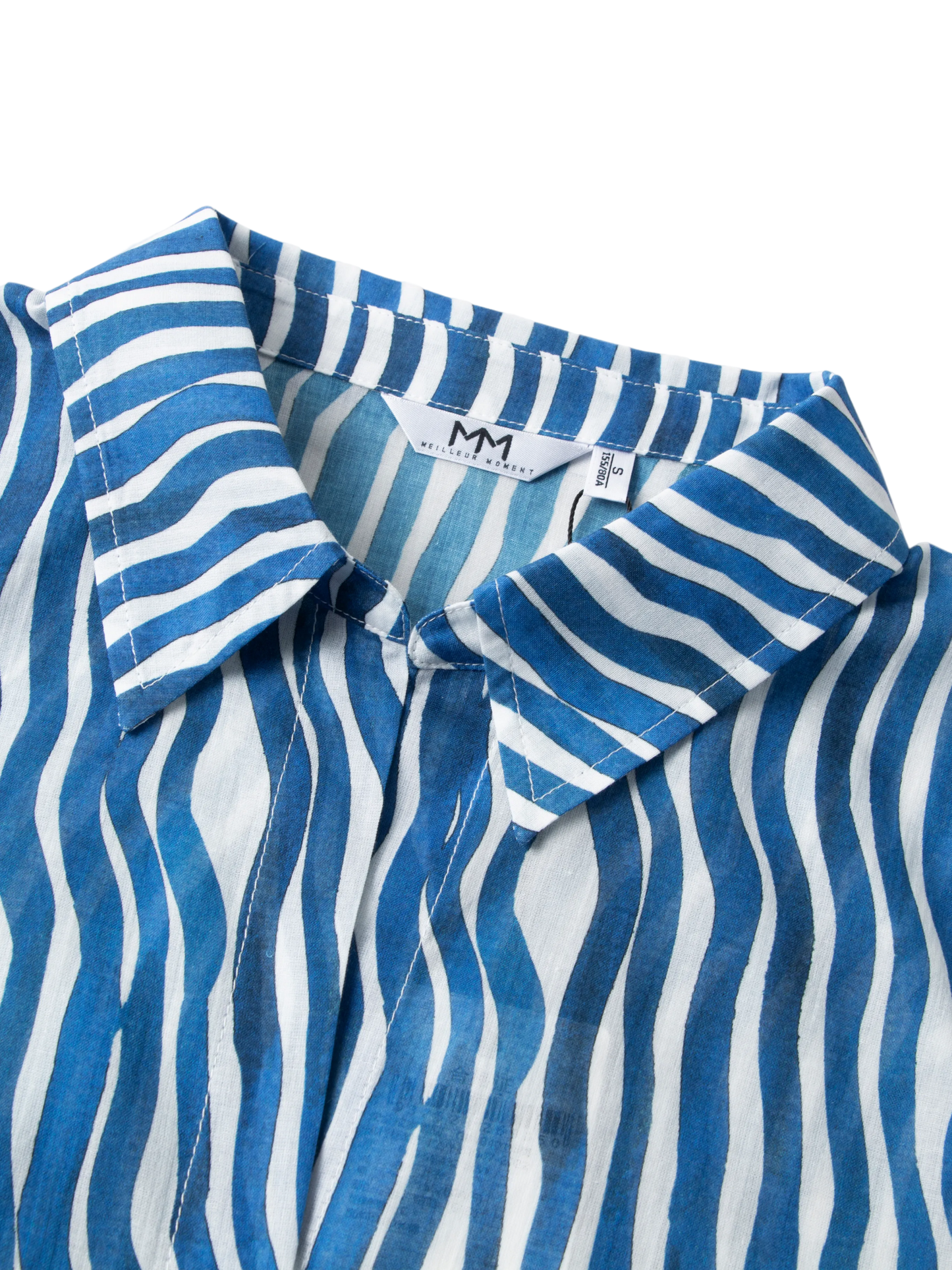 Cotton Front-Tie Cropped Stripe Blouse
