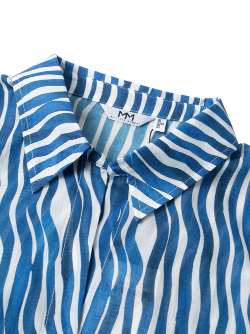 Load image 1 in gallery view. Cotton Front-Tie Cropped Stripe Blouse