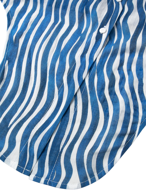 Load image 1 in gallery view. Cotton Front-Tie Cropped Stripe Blouse
