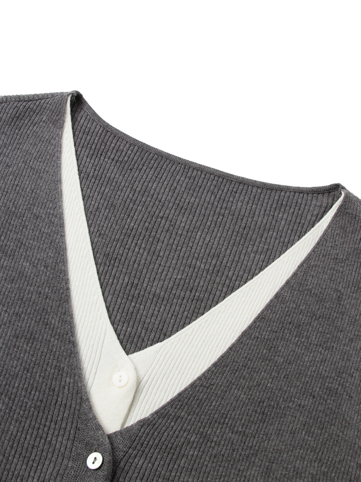 V-Neck Sleeveless Mock-Layered Cardigan