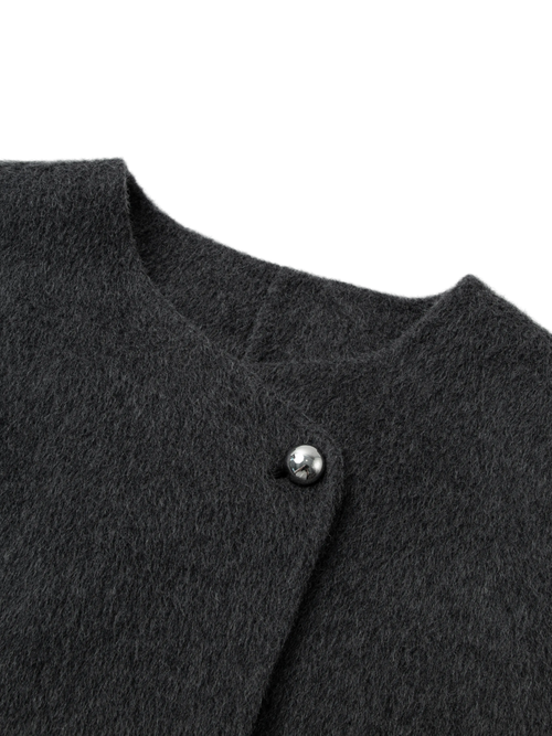 Load image 1 in gallery view. Scarf-Neck Wool-Blend Coat