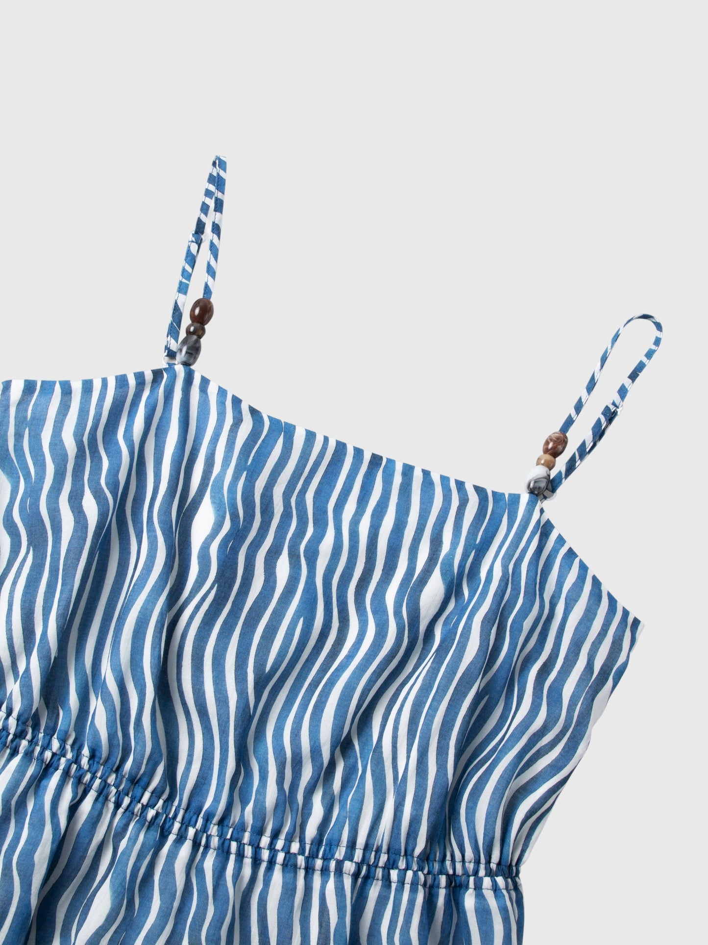 Cotton Stripe Spaghetti-Strap Midi Dress