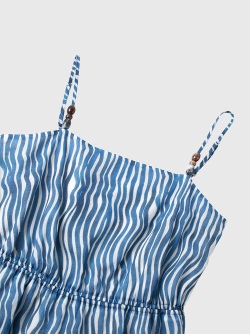 Load image 1 in gallery view. Cotton Stripe Spaghetti-Strap Midi Dress