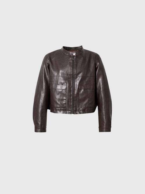 Load image 1 in gallery view. Metallic Faux Leather Moto Jacket