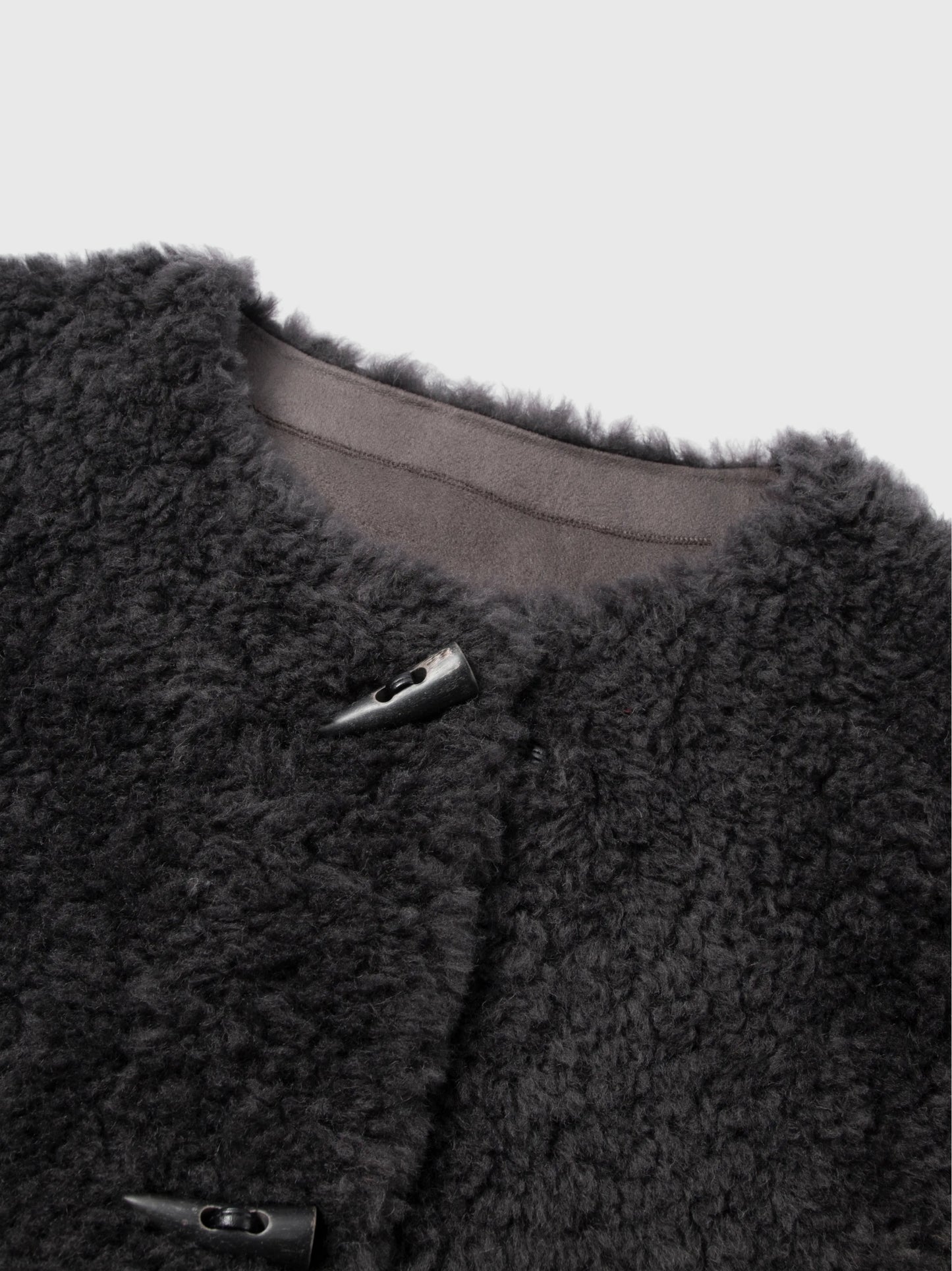 Pure Wool Shearling Jacket with Structured Collar