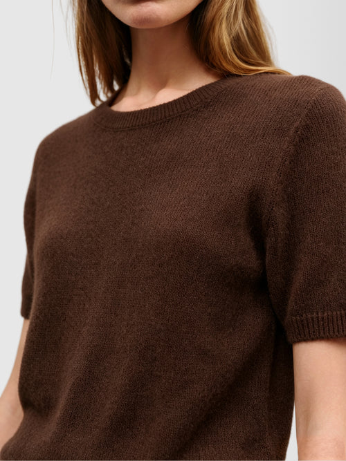 Load image 1 in gallery view. Lightweight Cashmere-Silk Short-Sleeve Sweater